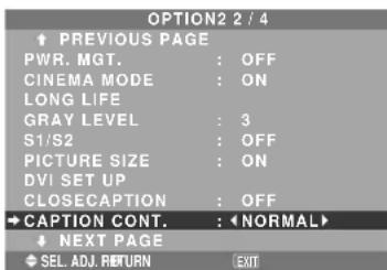 NEC PlasmaSync 61XM4 - Setting the contrast of CloseCaption - 1