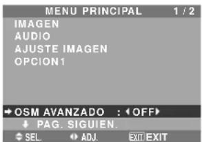 NEC PlasmaSync 61XM4 - Menú de ajustes OSM Avanzado Ajuste del modo del menú - 1