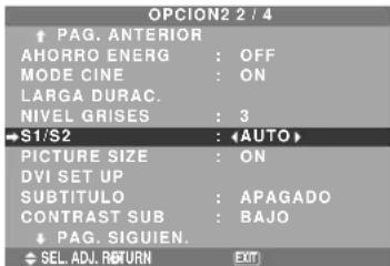 NEC PlasmaSync 61XM4 - Ajuste del tamaño de la pantalla para la entrada de vídeo S1/S2 - 1