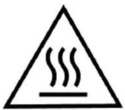 Warning symbol with steam inside a triangle, indicating heat or smoke hazard