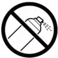 Prohibition sign with shower icon and diagonal line, indicating no spray or disinfection