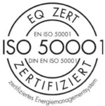 EQ ZERT EN ISO 50001 ISO 50001 DIN EN ISO 50001 ZERTIFIZIERT zertifiziertes Energiemanagementsystem