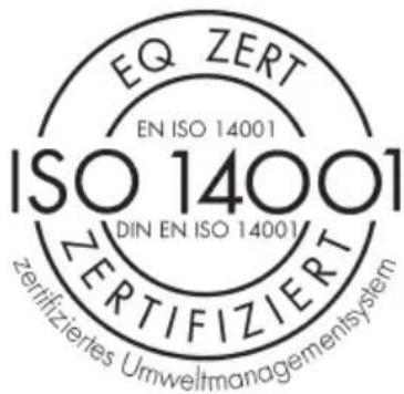 EQ ZERT EN ISO 14001 ISO 14001 DIN EN ISO 14001 ZERTIFIZIERT zertifiziertes Umweltmanagementssystem