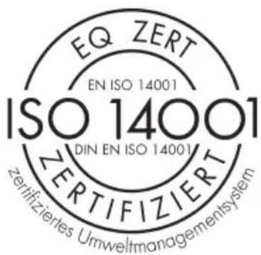 EQ ZERT EN ISO 14001 ISO 14001 DIN EN ISO 14001 ZERTIFIZIERT Zertifiziertes Umweltmanagementsystem