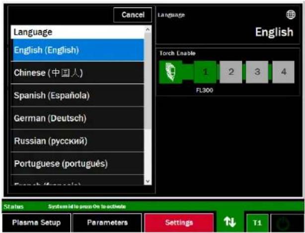 LINCOLN ELECTRIC Fineline Arc Start Console - Réglages > langue - 1