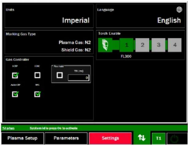 LINCOLN ELECTRIC Fineline Arc Start Console - Paramètres > contrôleur de gaz - 1
