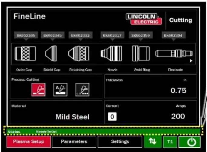 LINCOLN ELECTRIC Fineline Arc Start Console - Barre d'état et icônes - 1