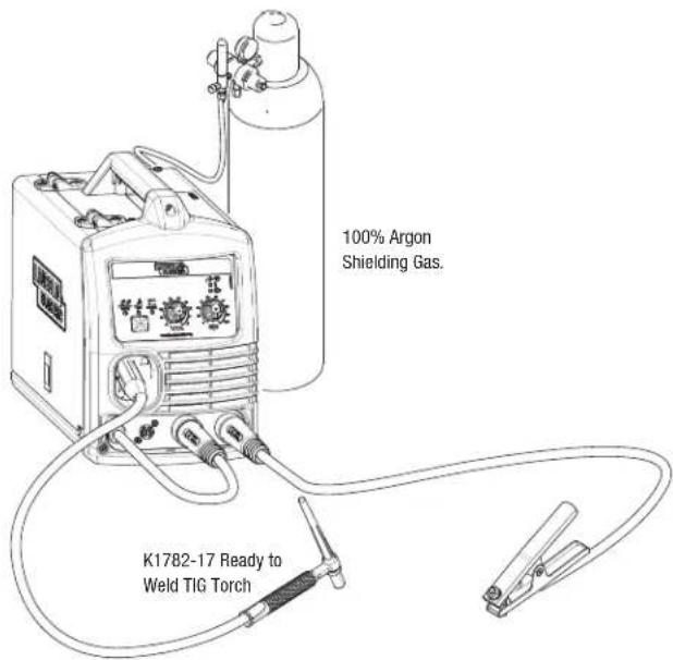LINCOLN ELECTRIC 180i MP Multiprocess Wire Feeder Welder - Procedure for TIG welding without a Foot Pedal - 1