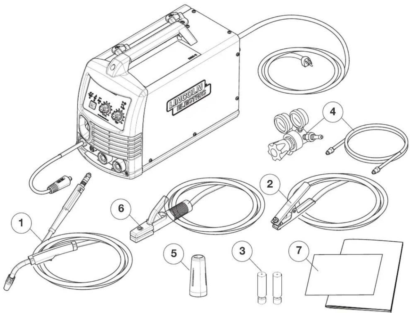 LINCOLN ELECTRIC 180i MP Multiprocess Wire Feeder Welder - INCLUDED ACCESSORIES - 1