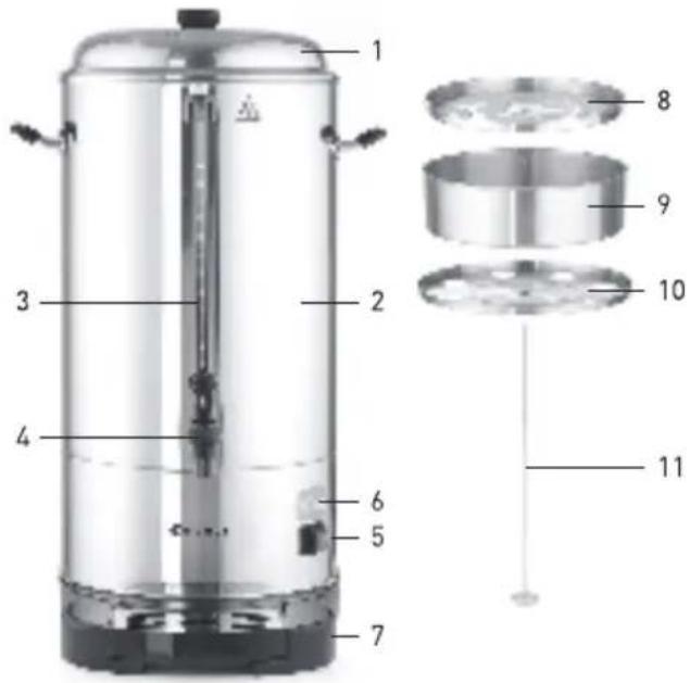 Hendi Percolator 211304 - Belangrijkste onderdelen van het apparaat - 1