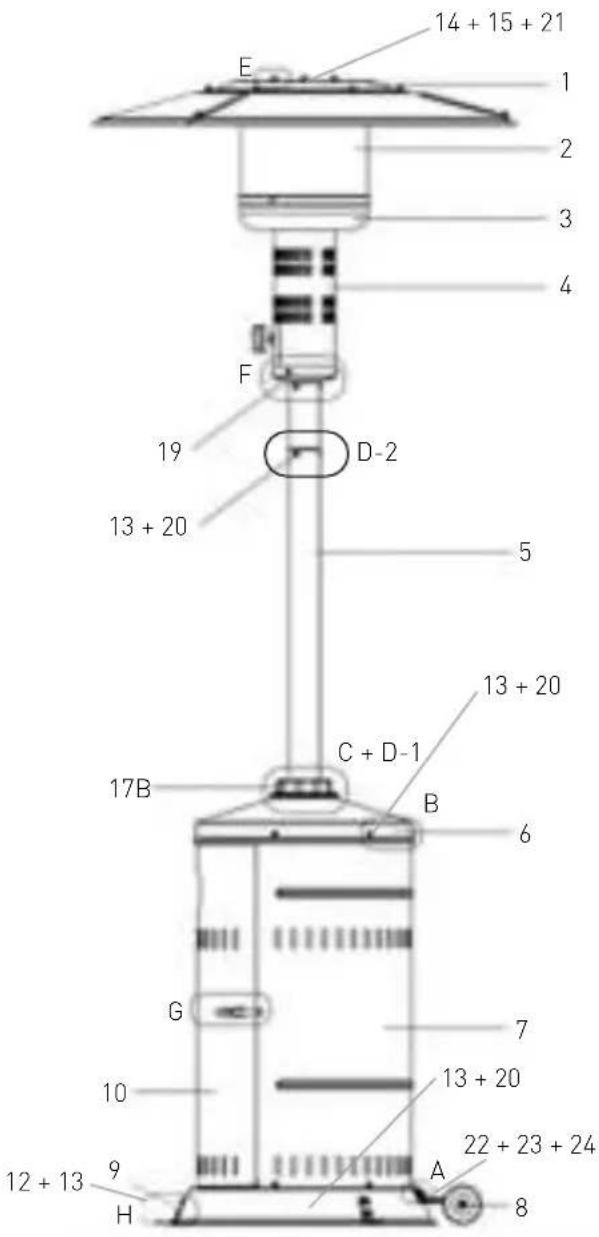 Hendi Lounge Heater 272411 - Componentele livrate: - 1
