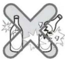 Warning symbol showing a bottle crossed out with a broken glass, indicating chemical hazard or toxicity.