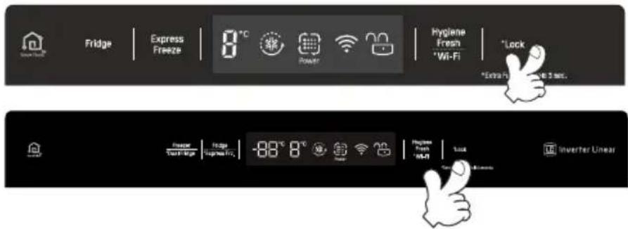 Fridge | Express Freeze | 8 °C Power | Hygiene Fresh *Wi-Fi | *Lock *Extra Time 2 sec. Freezer Touch-edge | Edge Smoothy, -88 °C 8°C Inverter Unear