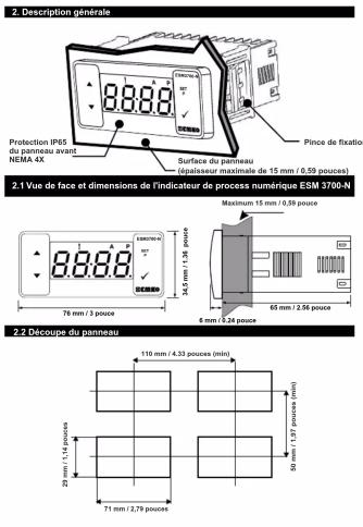Emko ESM3700N - SEMKO ESM 3700-N taille DIN 77 x 35 indicateur de process numérique - 3