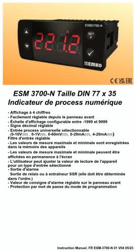 Emko ESM3700N - SEMKO ESM 3700-N taille DIN 77 x 35 indicateur de process numérique - 1