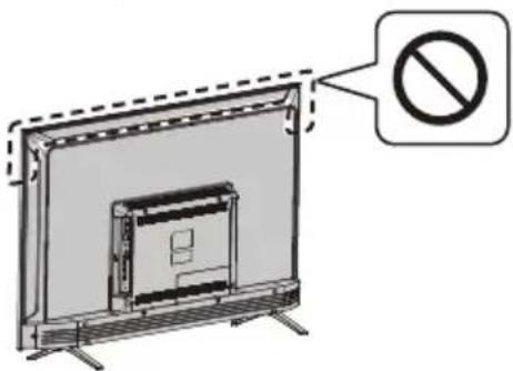 Diagram showing a TV screen with a prohibition symbol indicating no restrictions