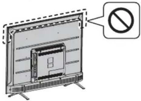 Diagram showing a TV unit with a prohibition symbol indicating no restrictions