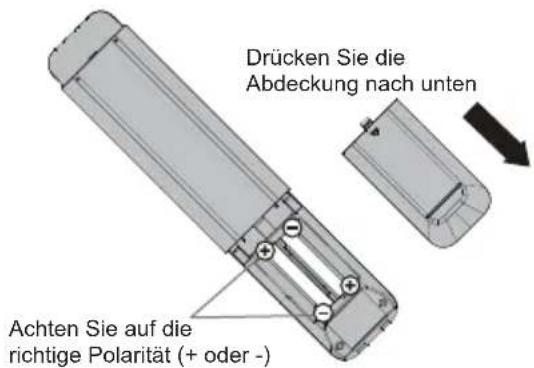 PANASONIC TX32LSW504 - Einlagen der Batterien in die Fernbedienung - 1