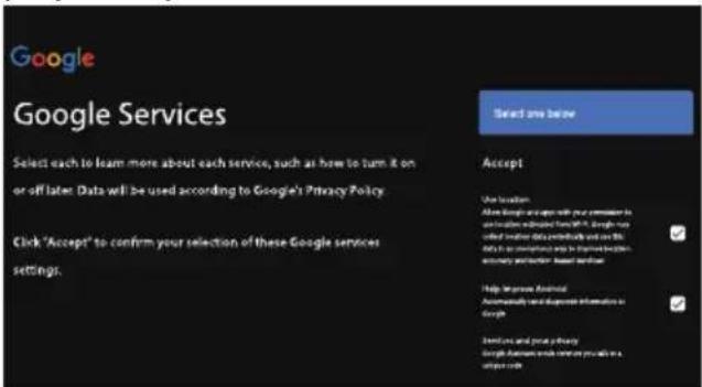 PANASONIC TX32LSW504 - Step 5: Select whether or not to let Google or third party to use your TV location. - 1