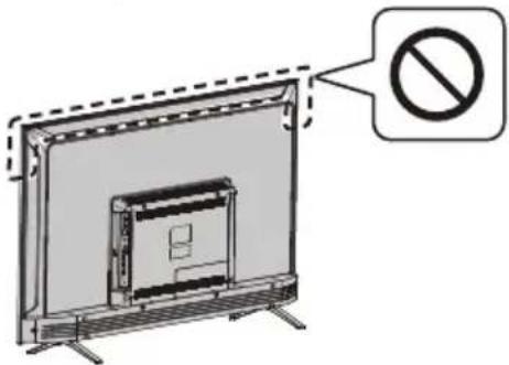 Diagram showing a TV with a prohibition symbol indicating no restrictions on the screen.