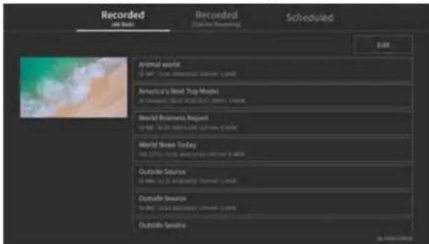 Recorded Job Title Recorded Video (Receiving) Scheduled Edit Animal world [0] - 12.5x 100% (Video - Live) America's Next Top Maps [0] - 12.5x 100% (Video - Live) World Business Report [0] - 12.5x 100% (Video - Live) World News Today [0] - 12.5x 100% (Video - Live) Outside Source [0] - 12.5x 100% (Video - Live) Outside Source [0] - 12.5x 100% (Video - Live) Outside Source