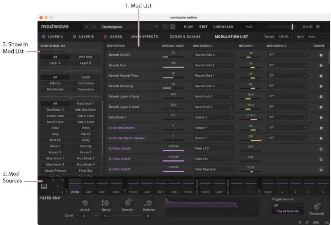 KORG Modwave native - Modulation Listページ - 1