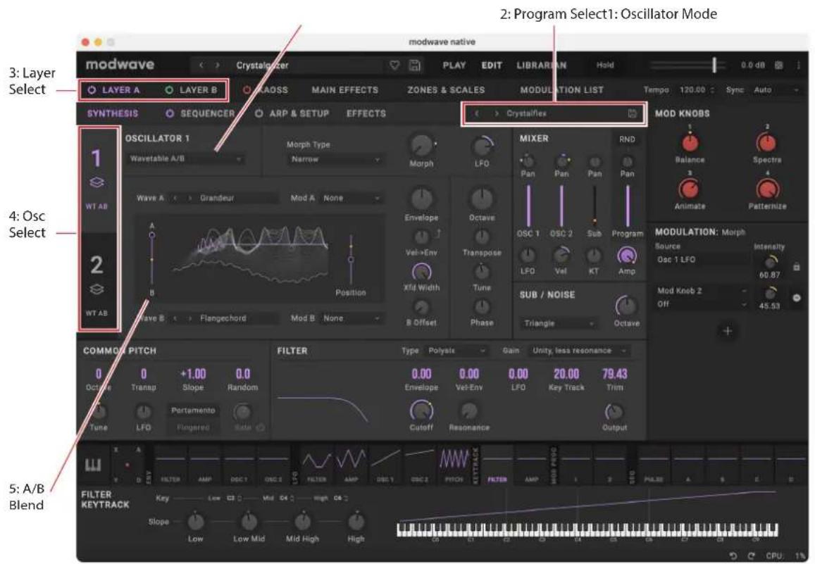 KORG Modwave native - Synthesisページ - 1