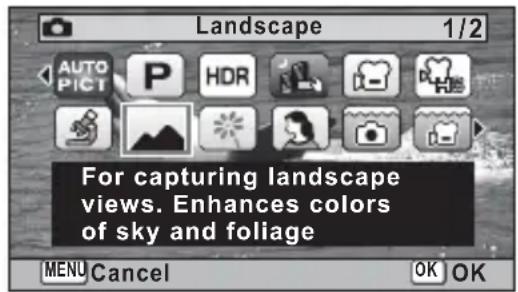 RICOH WG80 - Sélectionnez un mode de prise de vue à l'aide du bouton de navigation (▲▼◀▶). - 1
