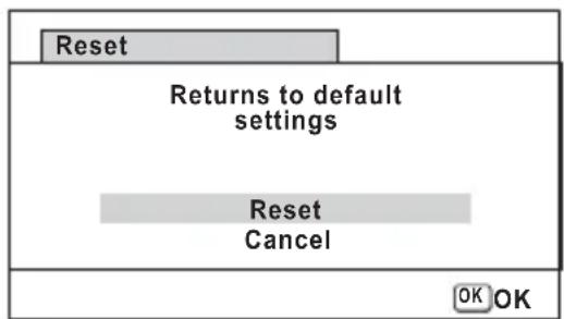 Reset Returns to default settings Reset Cancel OK OK