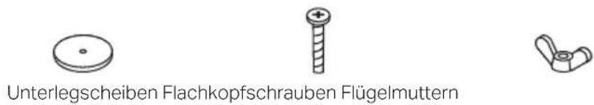 Unterlegscheiben Flachkopfschrauben Flügelmuttern