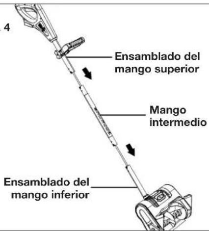 Snow Joe 24VSS10CT - Conexión de los mangos - 1