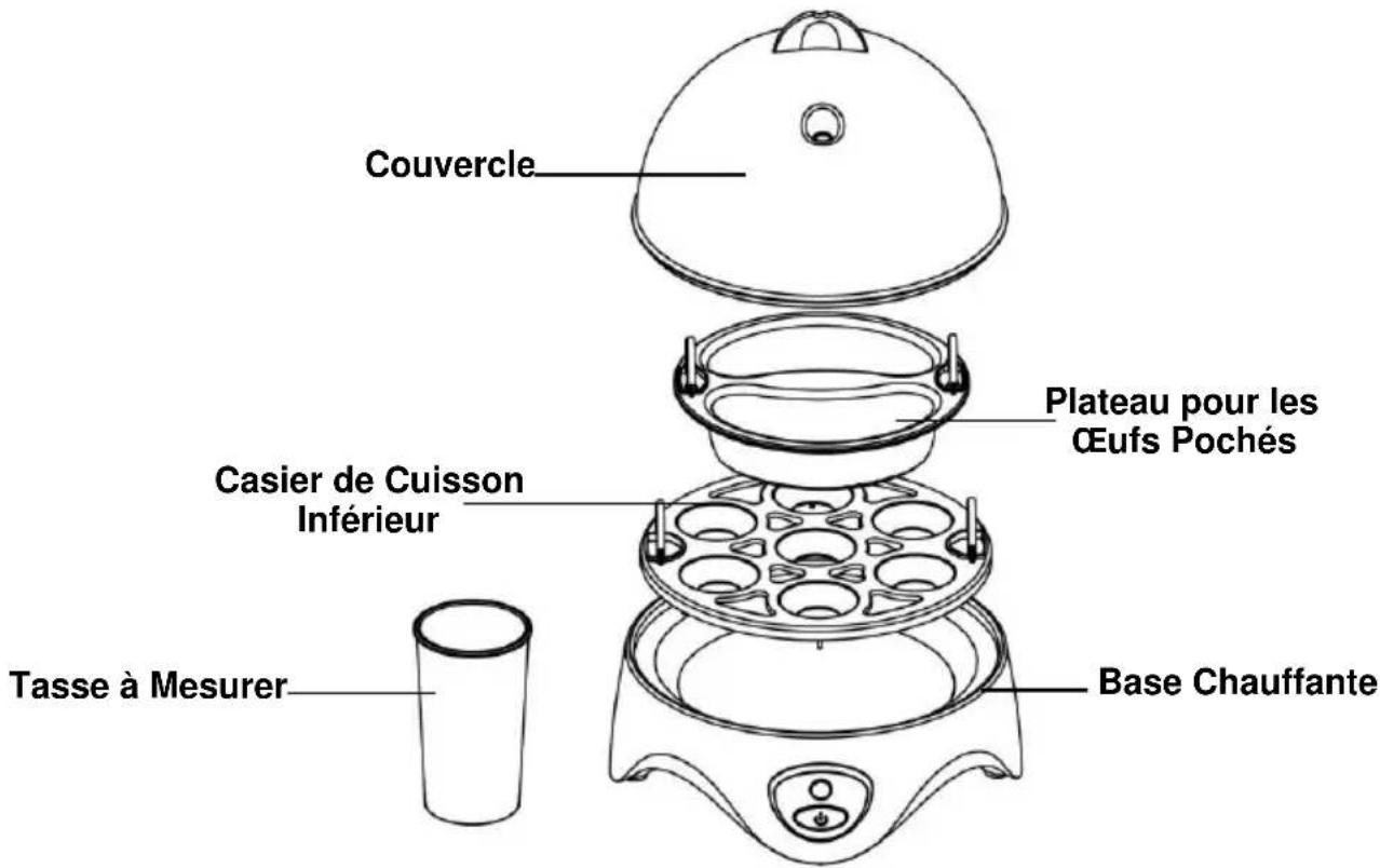 Couvercle Plateau pour les Œufs Pochés Casier de Cuisson Inférieur Tasse à Mesurer Base Chauffante