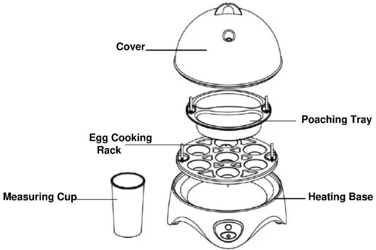Cover Poaching Tray Egg Cooking Rack Measuring Cup Heating Base