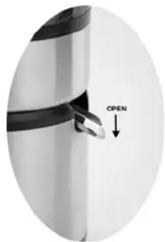 WestBend 7000CF - Juice Outlet Spout in Closed Position Juice Outlet Spout in Open Position - 2