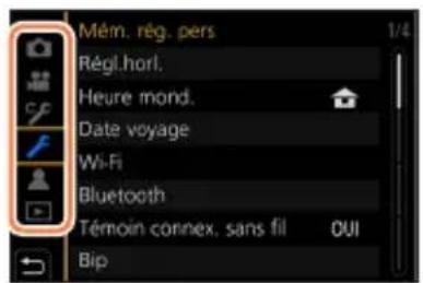 PANASONIC Lumix DCTZ96D - Changez le type de menu. - 2