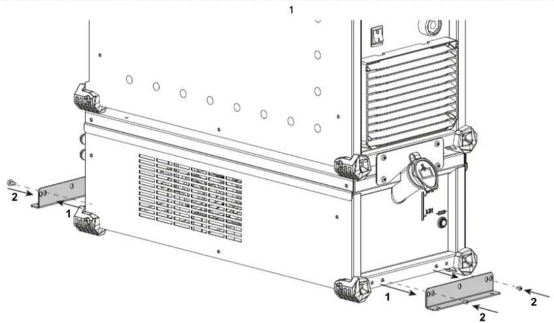 Technical diagram of an industrial machine with labeled components and directional arrows indicating flow or movement.