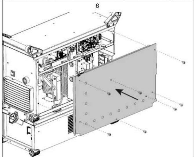 Technical diagram of an electronic device with labeled components and directional arrows indicating flow or movement.