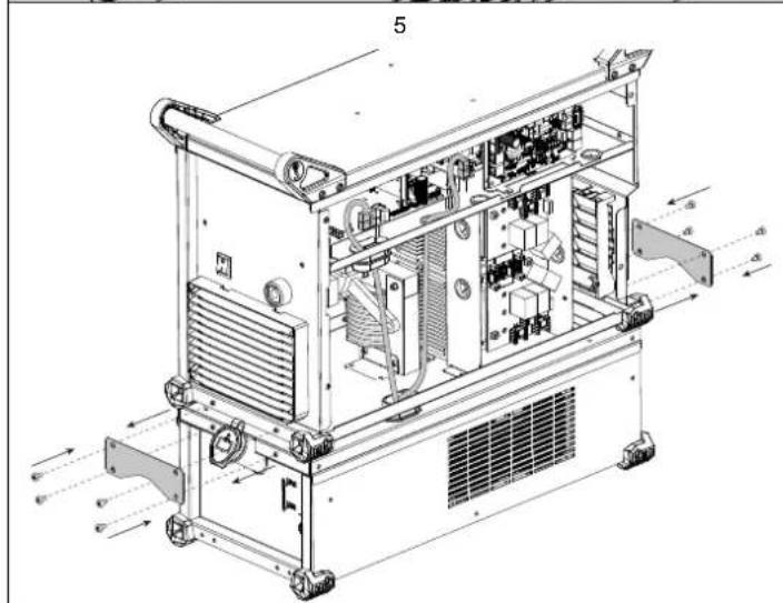 Technical diagram of an industrial machine with labeled components and airflow indicators