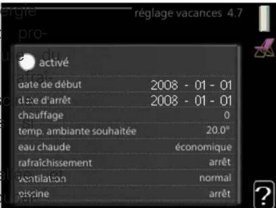 Nibe F125512 - Réglage vacances - 1