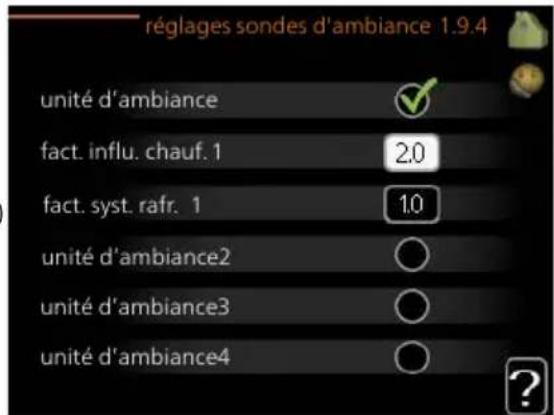 Nibe F125512 - Réglages SONDES d'ambiance - 1