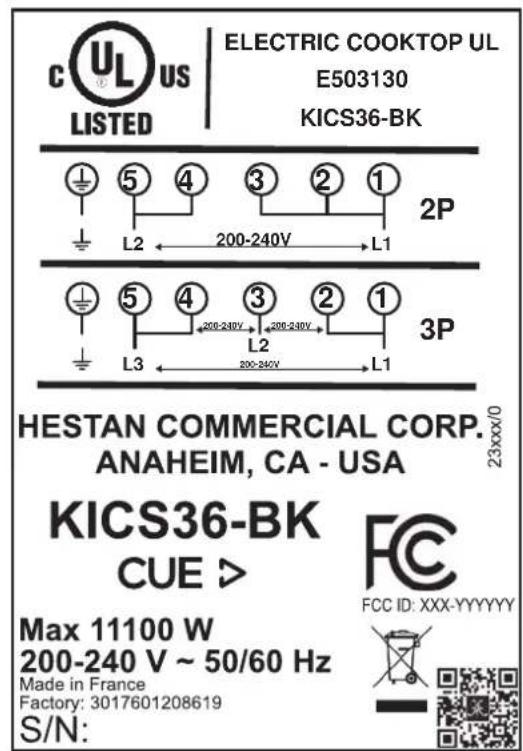 Hestan KICS30MS - RATING LABEL - 3