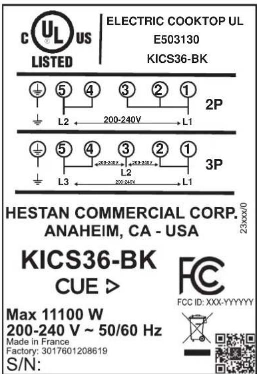 Hestan KICS30MS - PLAQUE SIGNALÉTIQUE - 3