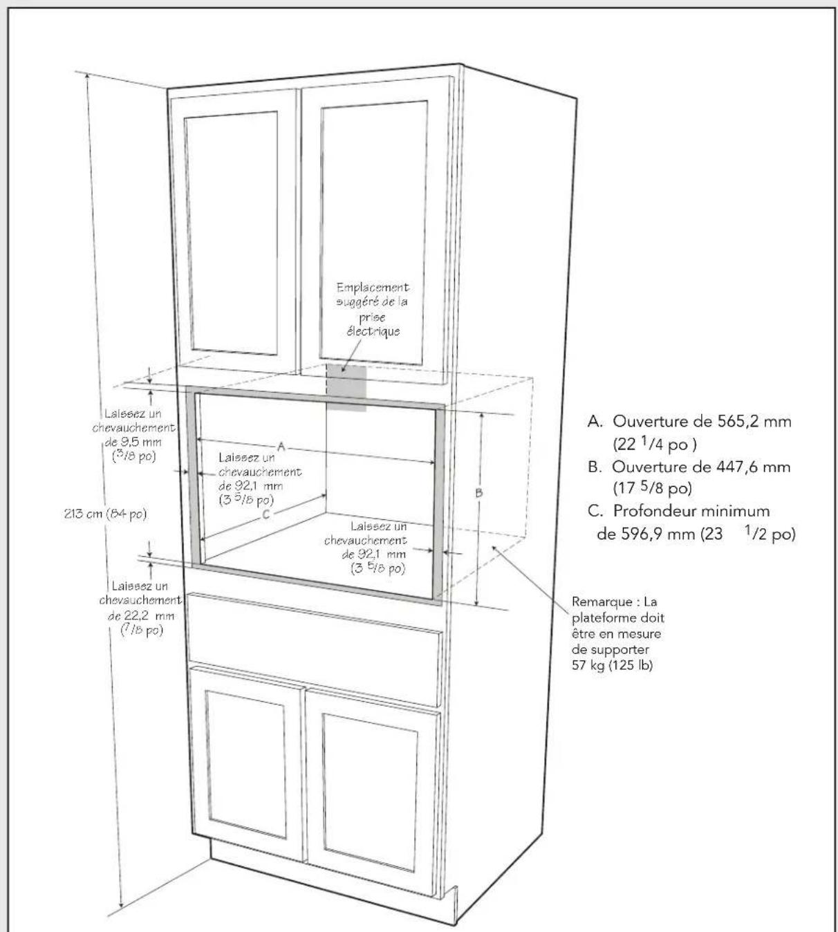 VIKING VMDD5306SS - Dégagements et dimensions pour une installation standard en surface - 1