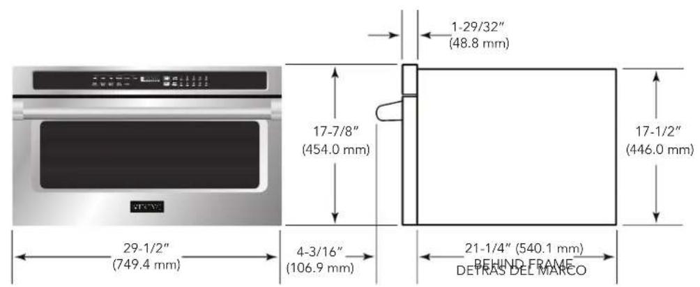 VIKING VMDD5306SS - Dimensiones del horno - 1