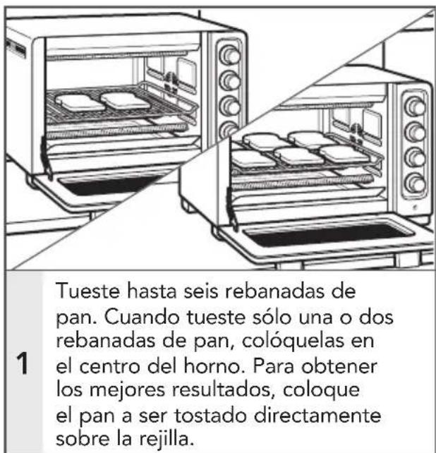 KITCHENAID KCO253BM - Posiciones recomendadas de la rejilla: Parte central - 1