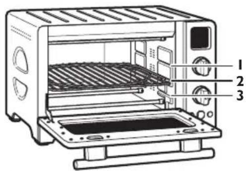Technical diagram of a microwave oven with labeled parts for identification
