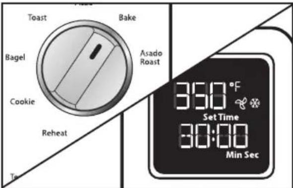 Toast Bake Bagel Asado Roast Cookie Reheat Ta 350°F Set Time 30:00 Min Sec