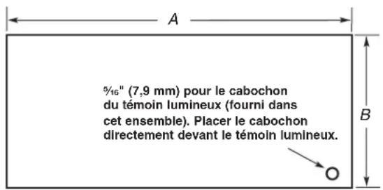 5/16" (7,9 mm) pour le cabochon du témoin lumineux (fourni dans cet ensemble). Placer le cabochon directement devant le témoin lumineux. A B