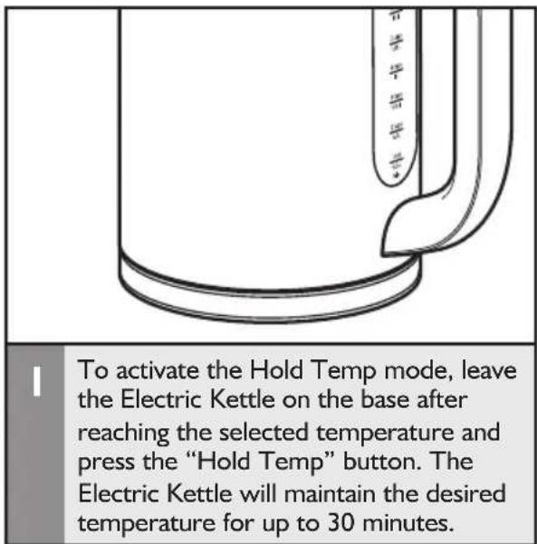 KITCHENAID KEK1722ER - Using the Hold Temp mode - 1
