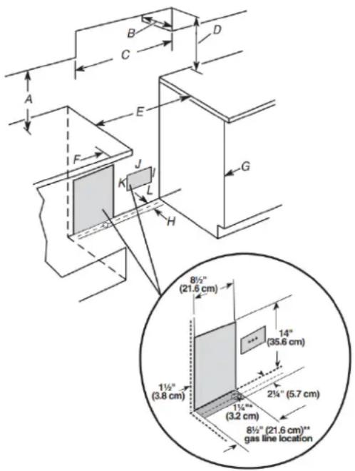 KITCHENAID KFGD500EBL - Dimensions du placard - 1